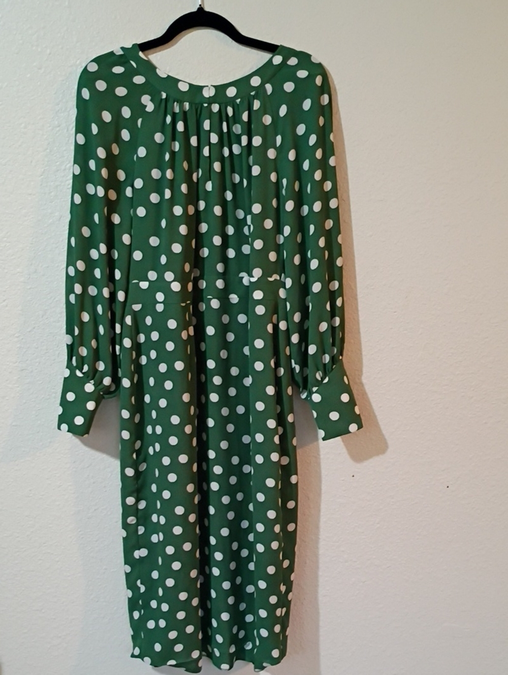Green Polka Dot Long Sleeve Shift Dress